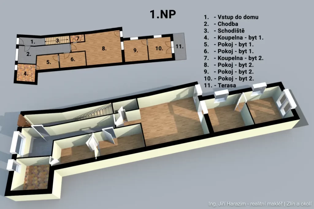 Rodinny dum Ricany Rosicka pudorys 1.NP
