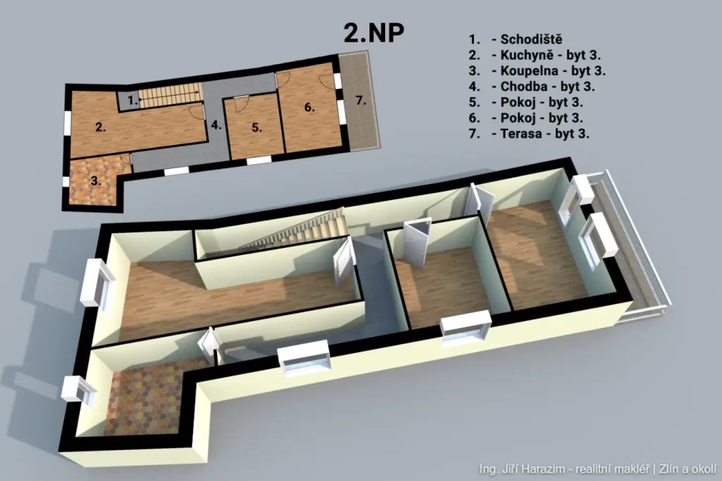 Rodinny dum Ricany Rosicka pudorys 2.NP
