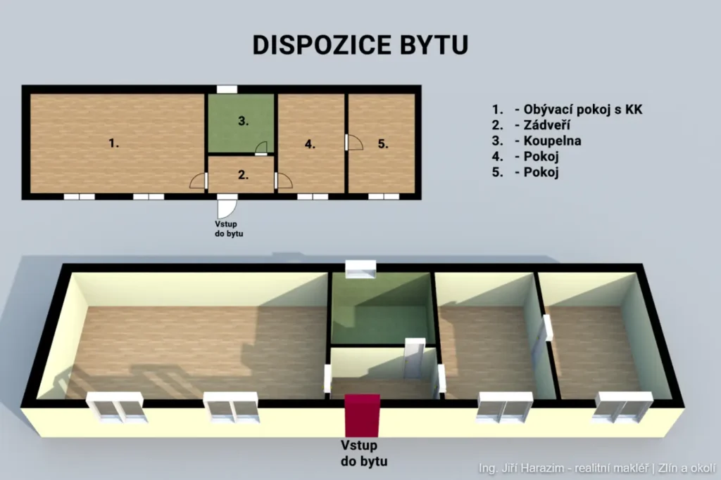 Prodej byt 3+KK, pivnice a pozemek Slušovice Dlouhá Ing. Jiří Harazim | realitní makléř pro Zlín a okolí