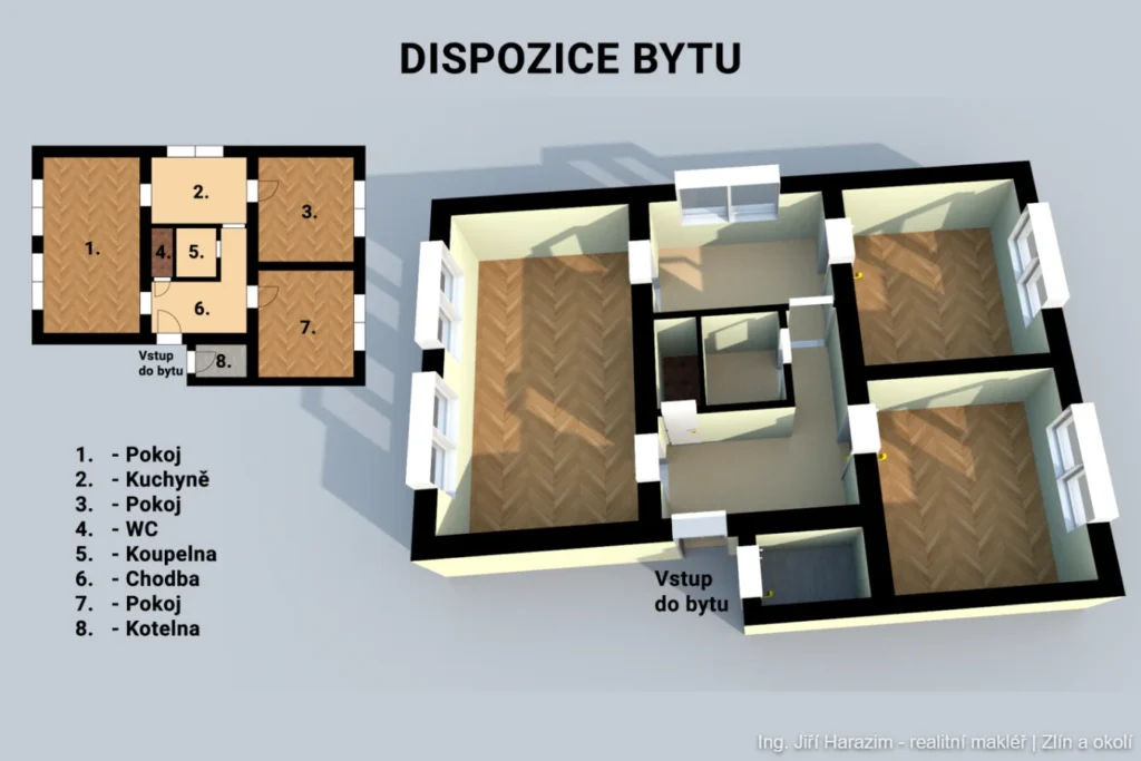 Půdorys byt 3+1 Uherský Brod Rolnická Ing. Jiří Harazim | realitní makléř pro Zlín a okolí